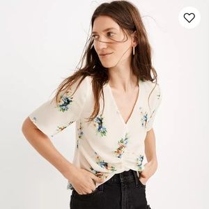 Madewell Silk Shirred-Front Top in Classic Corsage